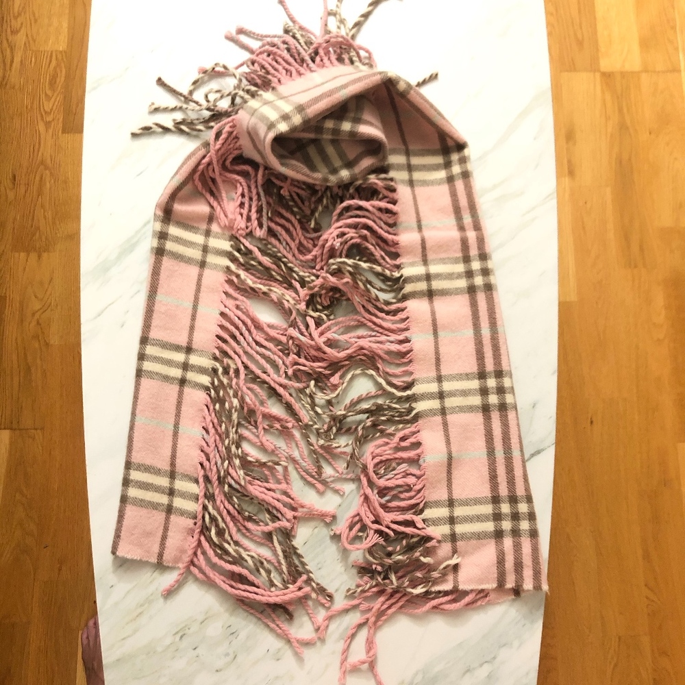Discontinued Burberry Classic Check Pink Happy Fringe Scarf